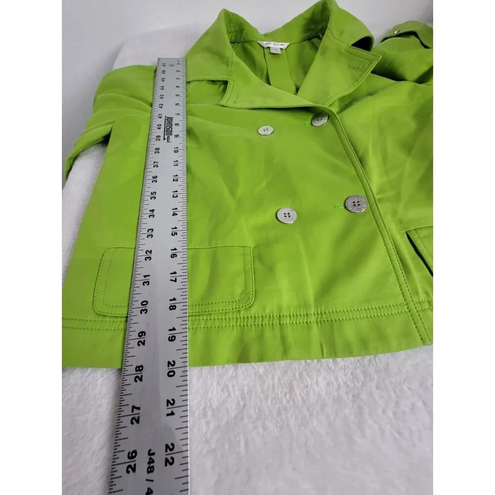 St. John Women Double Breasted Coat Blazer Jacket Medium Green 3/4 Sleeve Career - Picture 8 of 8